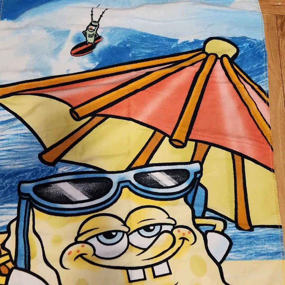 Vintage Nickelodeon Spongebob Squarepants Beach Towel 2003 Summer Vacation Swim